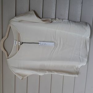 NWT Nicole Miller top silky satin cream size L